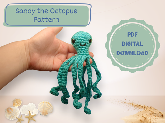 Sandy the Octopus Crochet Pattern - No Sew - Digital Download PDF